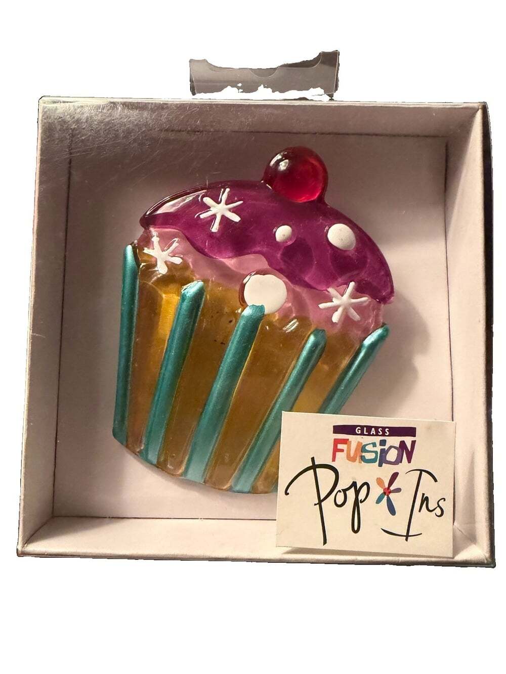 Glass Fushion Pop Ins Cupcake 3.5”X3” , Lori Siebert For Silversti